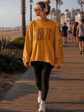 LAUREN DAIGLE Rise Up Revival Tour Cropped Sweatshirt Orange/Yellow Small